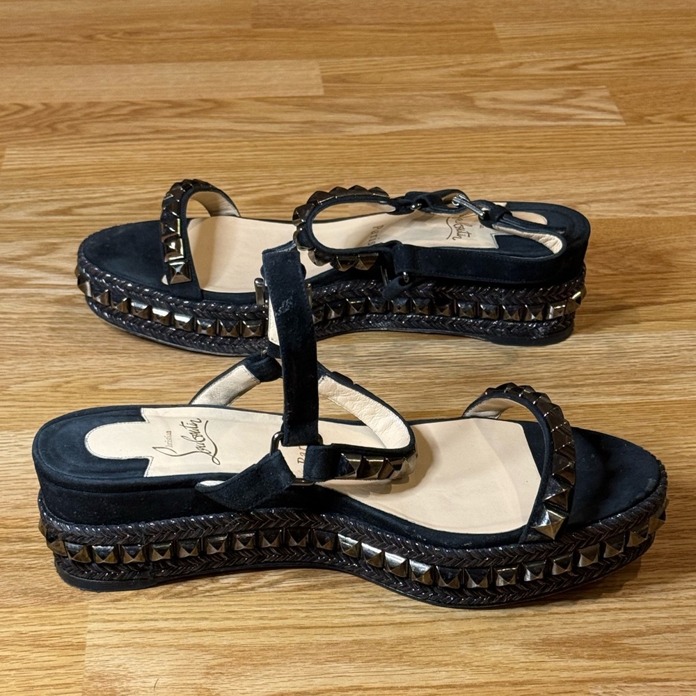Christian Louboutin Cataclou Black Suede Studded Sandal Size 40 - Picture 6 of 9